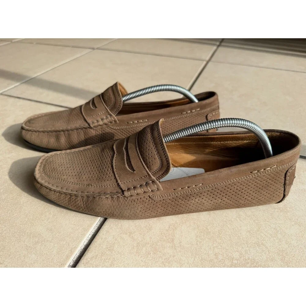 Wallin & Bros Men's 11.5M Suede Driving Loafers Daytona Lea Grey Nubuck M33317